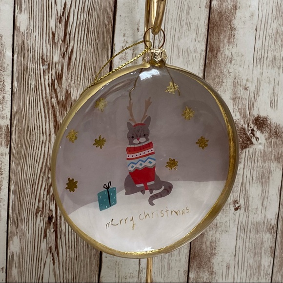 Merry Christmas Handblown Cat Holiday Ornament - Picture 8 of 13